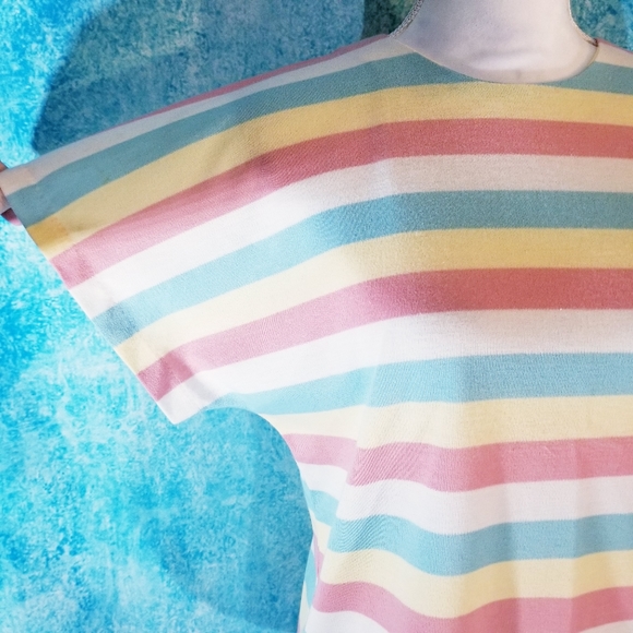VTG 80s Career Guild Pastel Striped Dolman Top - Picture 12 of 14